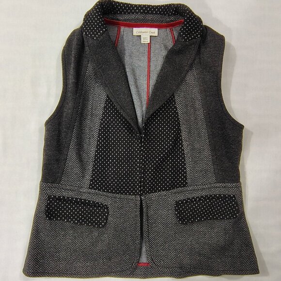 Coldwater Creek Herringbone Knit Vest M 10-12 Sleeveless Career Casual Gray - Picture 3 of 16